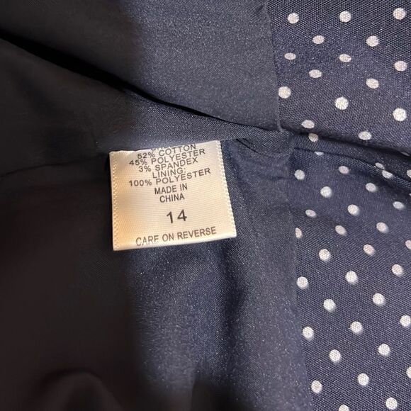 7th Avenue New York & Company skirt cotton blend polka dot navy 2 FiRM on PRICE - Picture 5 of 6